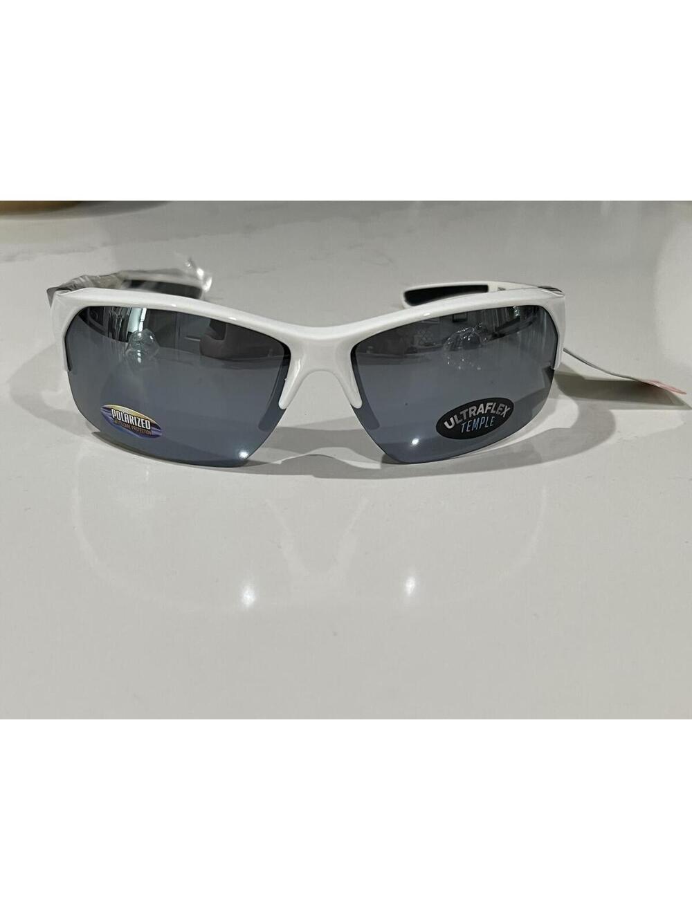 Pugs PF1 Flex Polorized Sunglasses with White frames, and black mirrored lenses